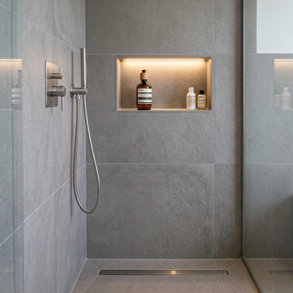 Grey Porcelain Walk-in Shower Tile